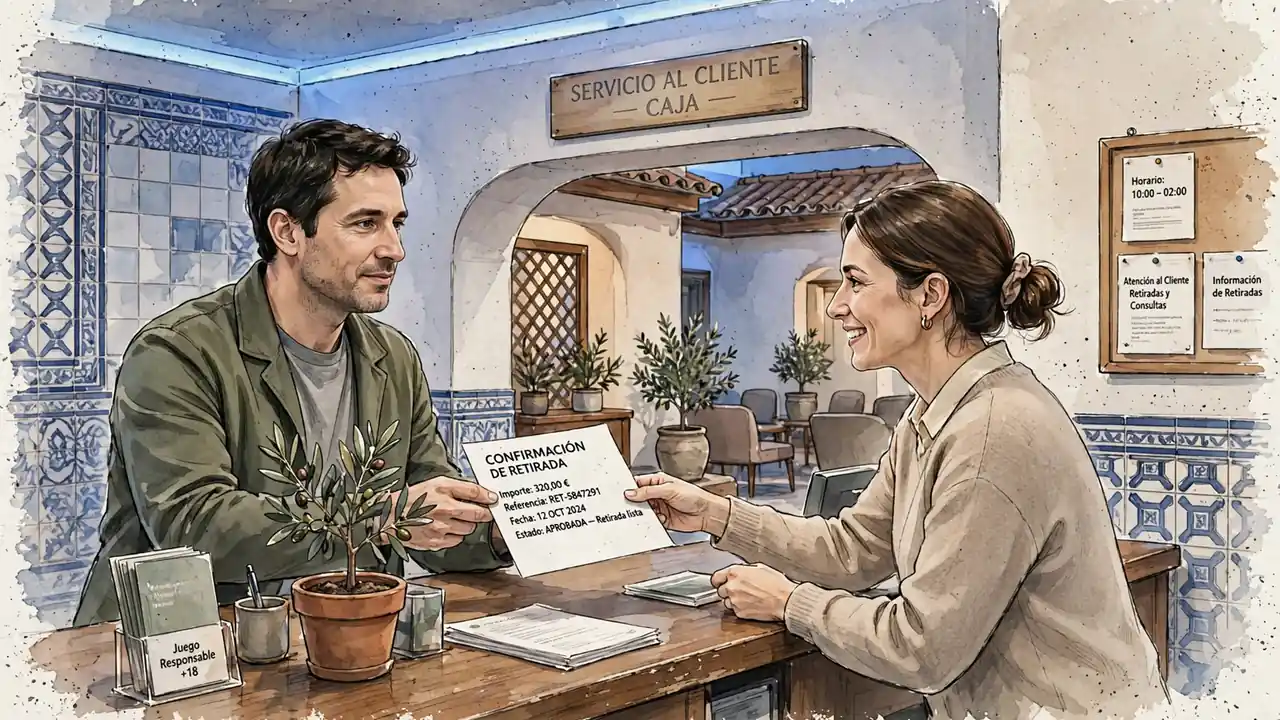 Mostrador de atención al cliente entregando documento de retiro