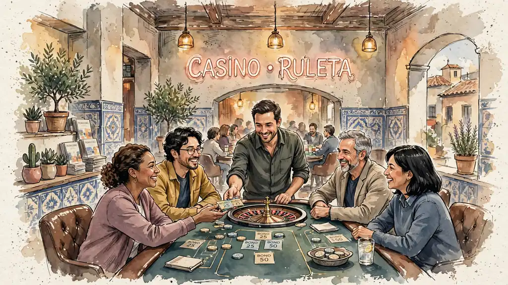 Casino español con ruleta y fichas promocionales
